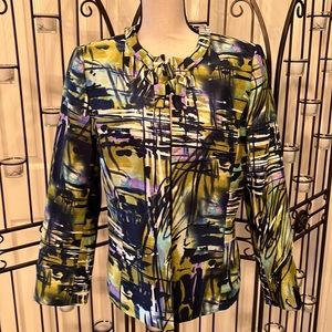 Navy and greens lined blazer